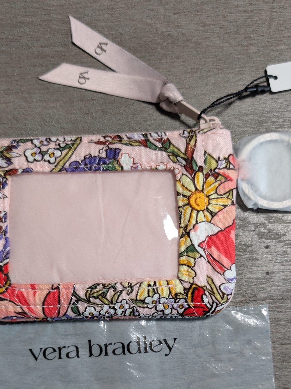 Vera Bradley Pink Floral ID Card Holder with Window